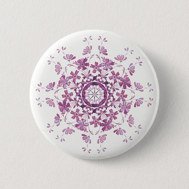 floral retro purple elment 6 cm round badge (Front)