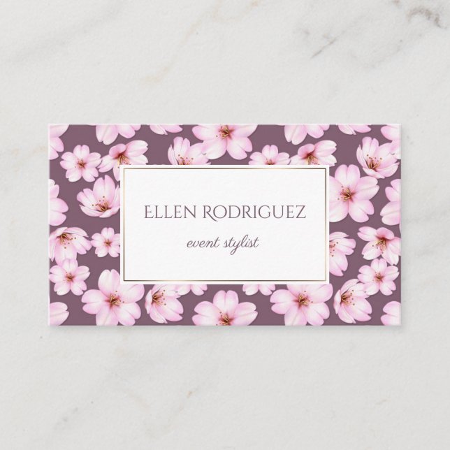 Floral retro romantic vintage pattern business card (Front)