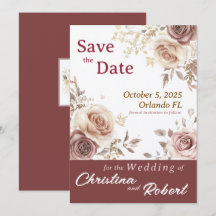 Floral Retro Rose Save the Date Wedding Invitation