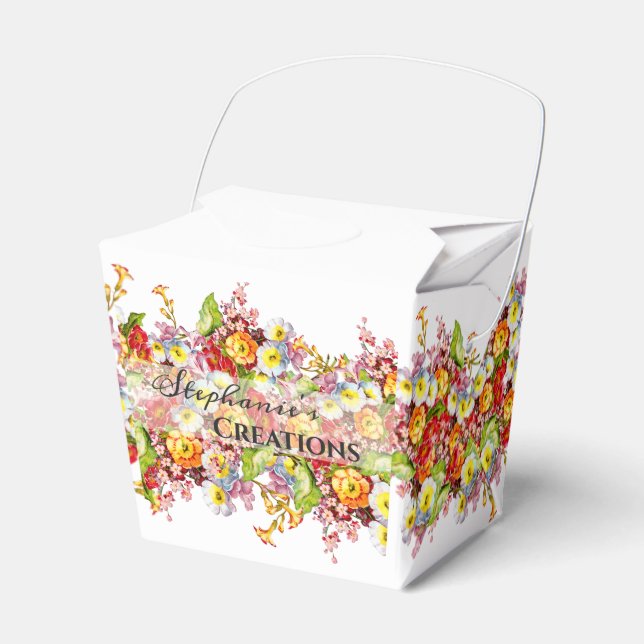 Floral Retro Spring Flowers Primrose Professional Favour Box (Front Side)