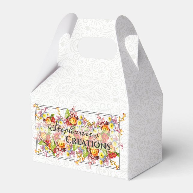 Floral Retro Spring Flowers Primrose Professional Favour Box (Front Side)