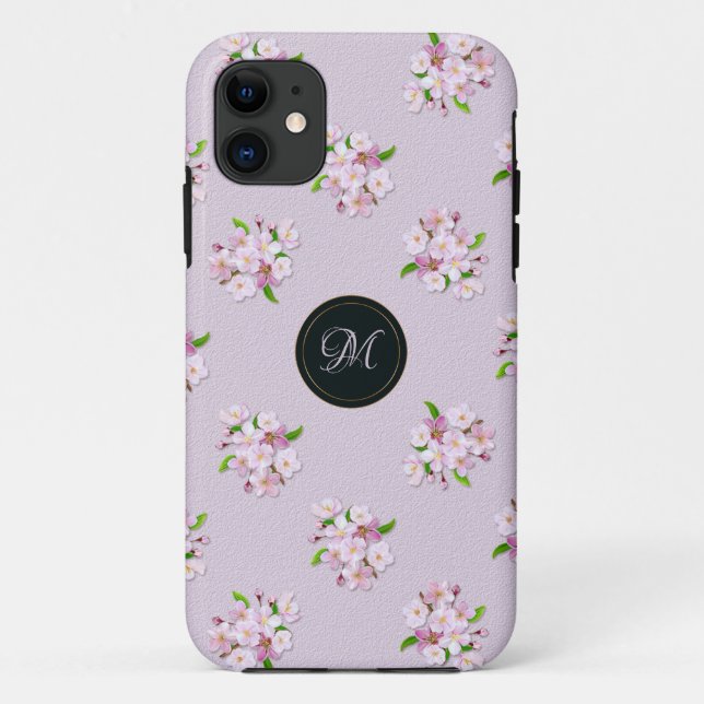 Floral retro spring  pattern. Monogram. Case-Mate iPhone Case (Back)
