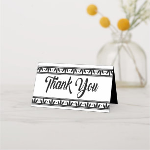 Floral Retro Thank You Black White Flower Wedding Place Card