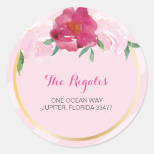 Floral Return Address Envelope Sealer Classic Round Sticker