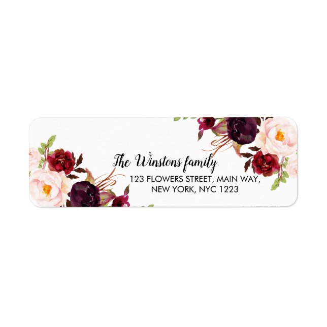 Floral Return Address Labels Personalised Custom (Front)