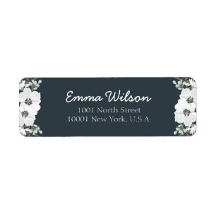 Floral Return Address Labels With White Flowers
