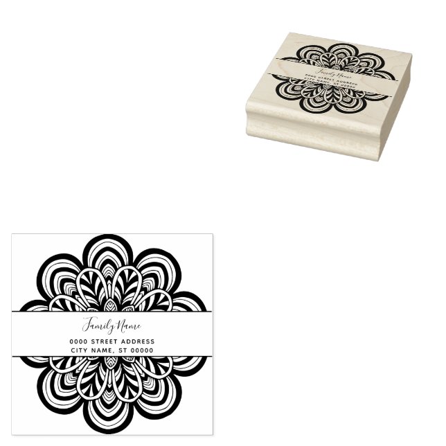 Floral Return Address Rubber Stamp (Stamped)
