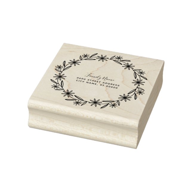 Floral Return Address Rubber Stamp (Stamp)