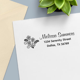Floral Return Address Self-inking Stamp