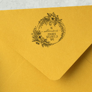 Floral Return Address Self-inking Stamp
