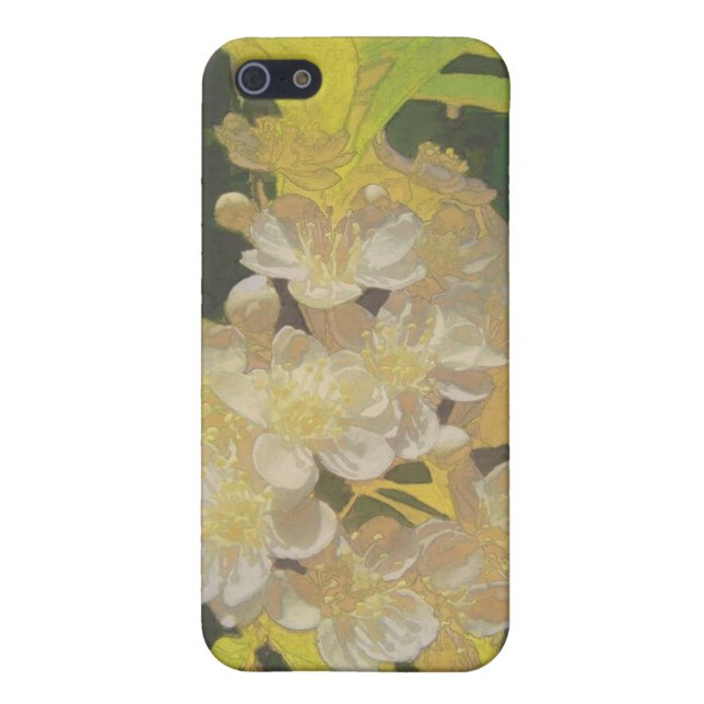 Floral Rhapsody In Gold and White iPhone Case (Back)