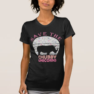 Floral Rhino Gift  Girls Women - Save  Chubby Unic T-Shirt