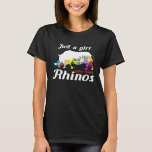 Floral Rhino Silhouette Just A Girl Who Loves Rhin T-Shirt