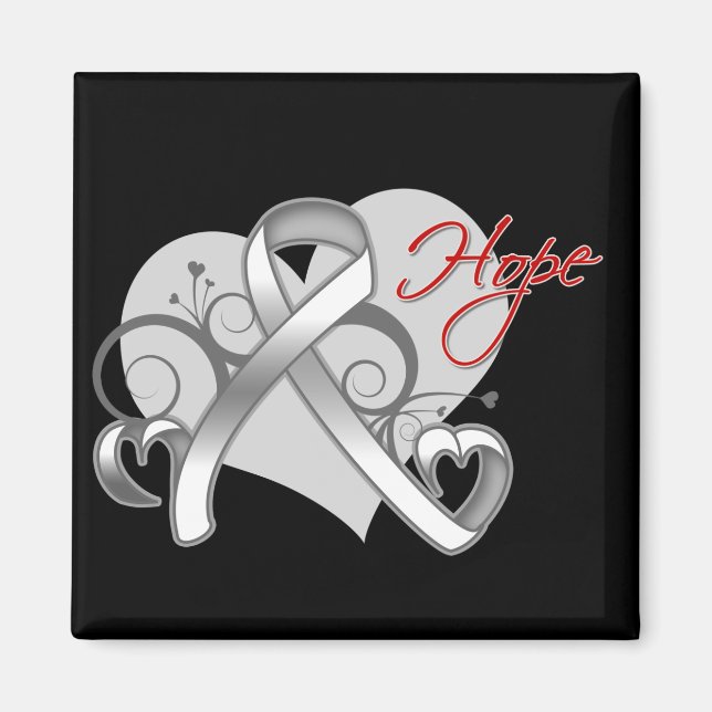 Floral Ribbon Hope - Lung Cancer Magnet (Front)