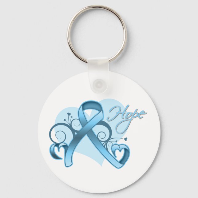 Floral Ribbon Hope - Lymphedema Key Ring (Front)
