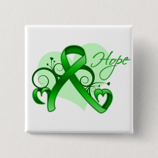Floral Ribbon Hope - Mental Health Awareness 15 Cm Square Badge (Front)