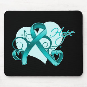 Floral Ribbon Hope - Ovarian Cancer Mouse Mat