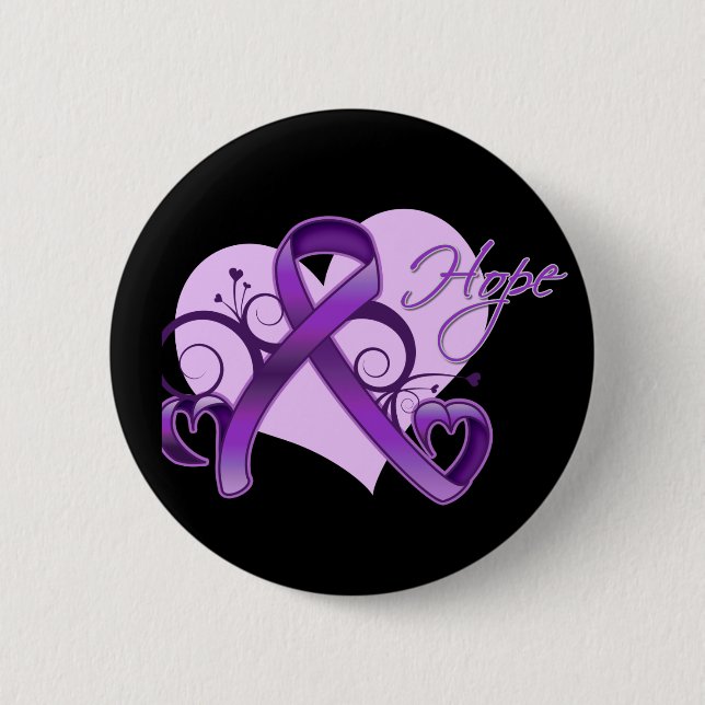 Floral Ribbon Hope - Pancreatic Cancer 6 Cm Round Badge (Front)