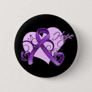 Floral Ribbon Hope - Pancreatic Cancer 6 Cm Round Badge