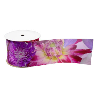 floral ribbon, pink floral ribbon, satin ribbon