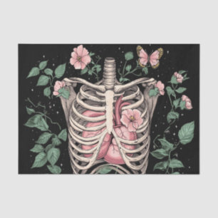 Floral Ribcage and Heart Botanical Illustration Tissue Paper