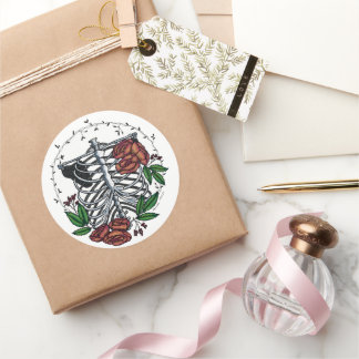 Floral Ribs Classic Round Sticker