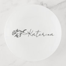 Floral Ring Dish Personalised Name Botanical