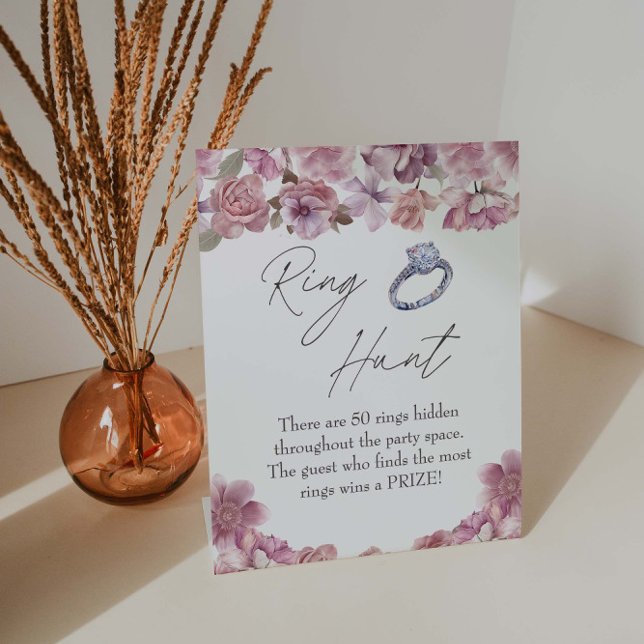 Floral Ring Hunt Bridal Shower Game Pedestal Sign (Creator Uploaded)