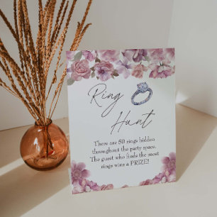 Floral Ring Hunt Bridal Shower Game Pedestal Sign