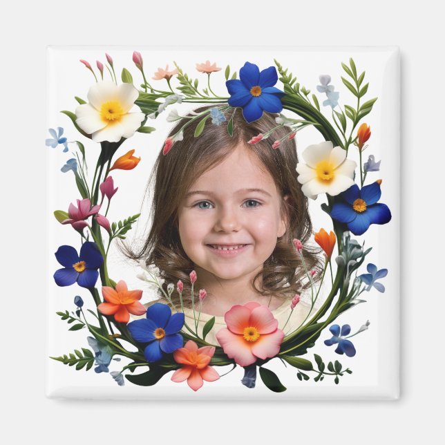 Floral Ring Photo Memory Anchor  Magnet (Front)