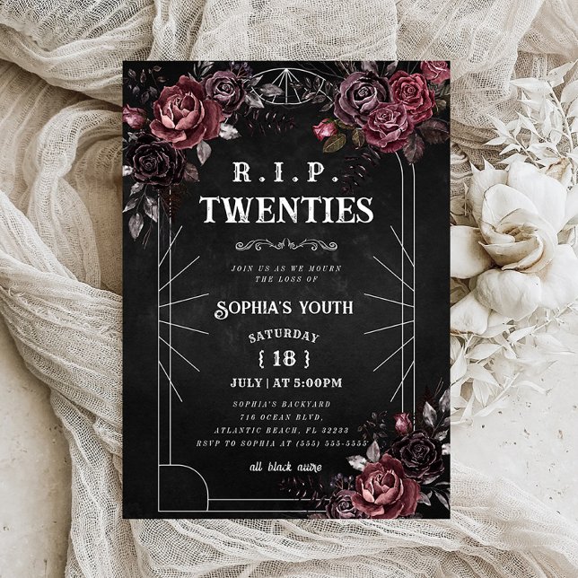 Floral RIP 20s 30th Birthday Death to my Youth Invitation (Creator Uploaded)