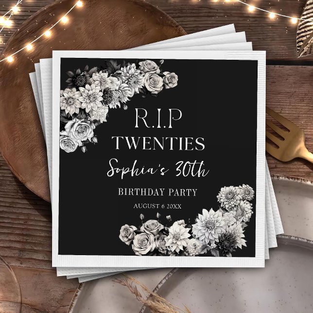 Floral Rip 20s 30th Birthday Party Napkins (Creator Uploaded)