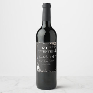 Floral Rip 20s 30th Birthday Party Wine Label
