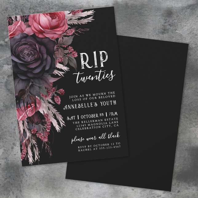 Floral RIP 20s Death To My Youth 30th Birthday Invitation (Floral RIP 20s Death To My Youth 30th Birthday Invitation)