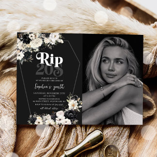 Floral Rip 20s Death to my Youth 30th Birthday Invitation