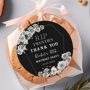 Floral RIP Twenties 30th Birthday Classic Round Sticker