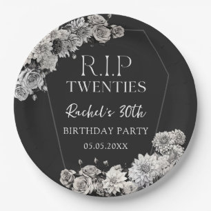 Floral RIP Twenties 30th Birthday Paper Plates