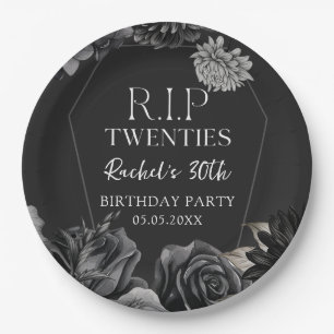Floral RIP Twenties 30th Birthday Paper Plates