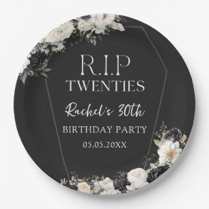 Floral RIP Twenties 30th Birthday Paper Plates