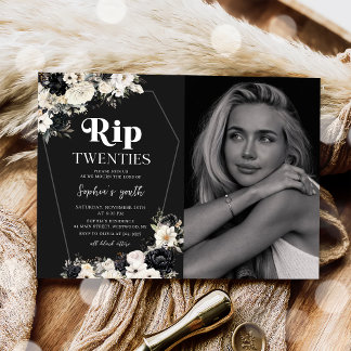 Floral RIP Twenties 30th Birthday Photo Invitation