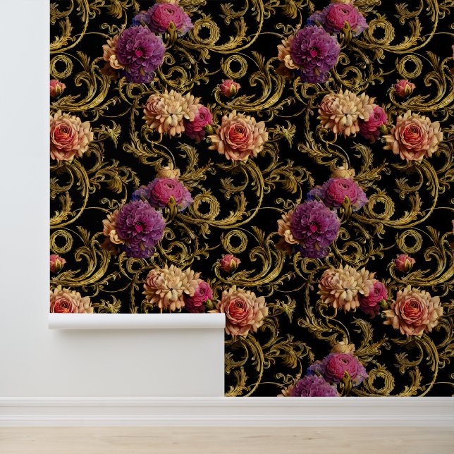 Floral Rococo ornate country opulence flower Wallpaper (Application)