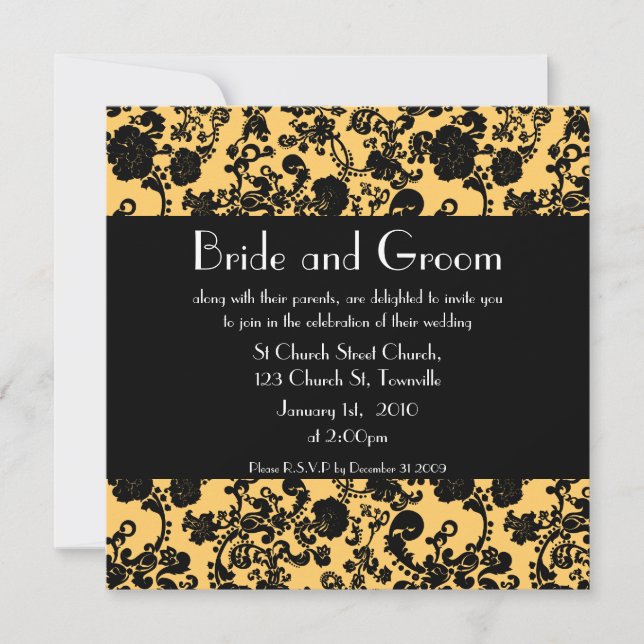 Floral Rococo Wedding, 5.25"x5.25" invitation (Front)