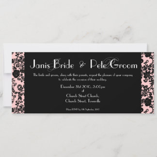 Floral Rococo Wedding - monogrammed, 4"x9.25" Invitation
