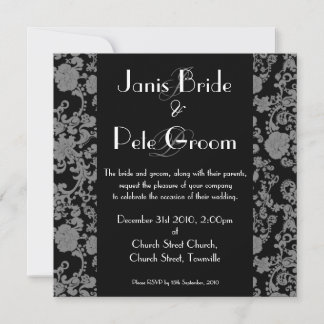 Floral Rococo Wedding - monogrammed, 5.25"x5.25" Invitation