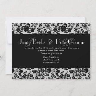 Floral Rococo Wedding - monogrammed, 5"x7" invitat Invitation