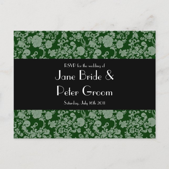 Floral Rococo Wedding, RSVP card (Front)