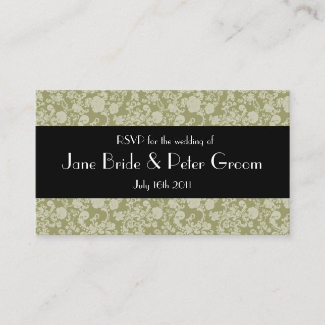 Floral Rococo Wedding, RSVP mini cards (Front)