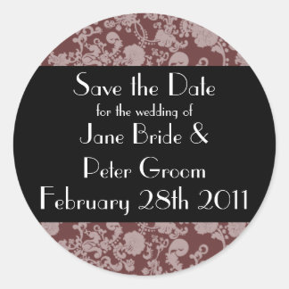 Floral Rococo Wedding, save the date round sticker