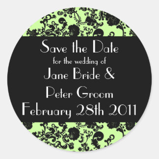 Floral Rococo Wedding, save the date round sticker