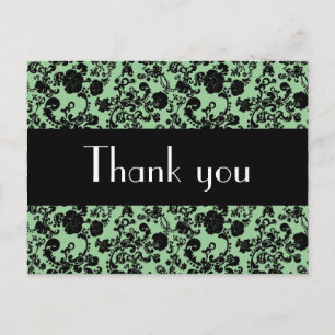 Floral Rococo Wedding, thank you postcard